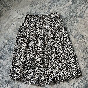J. Crew Black and Cream Leopard A-Line Skirt